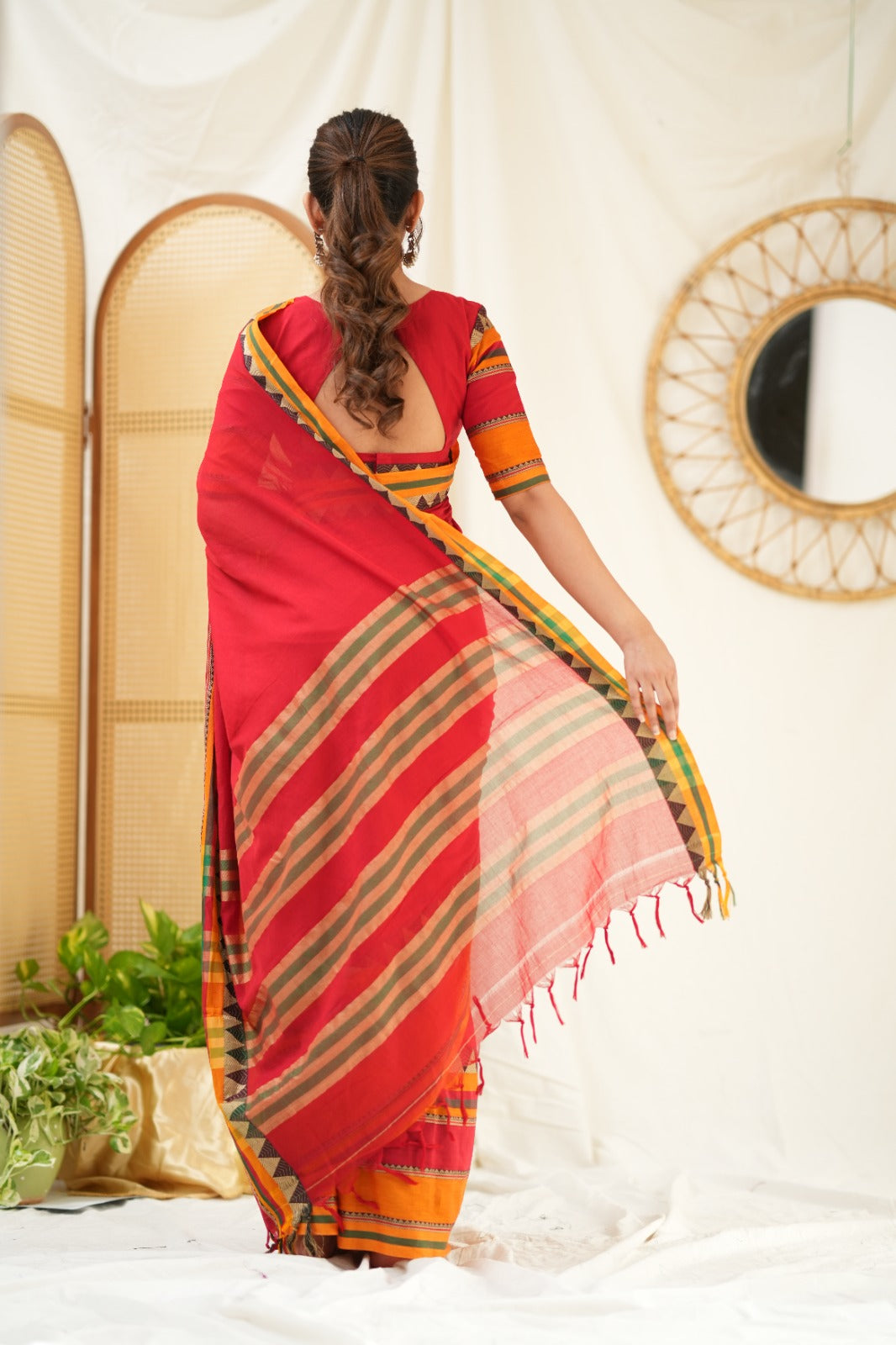 Red Color Narayanpet Cotton Saree