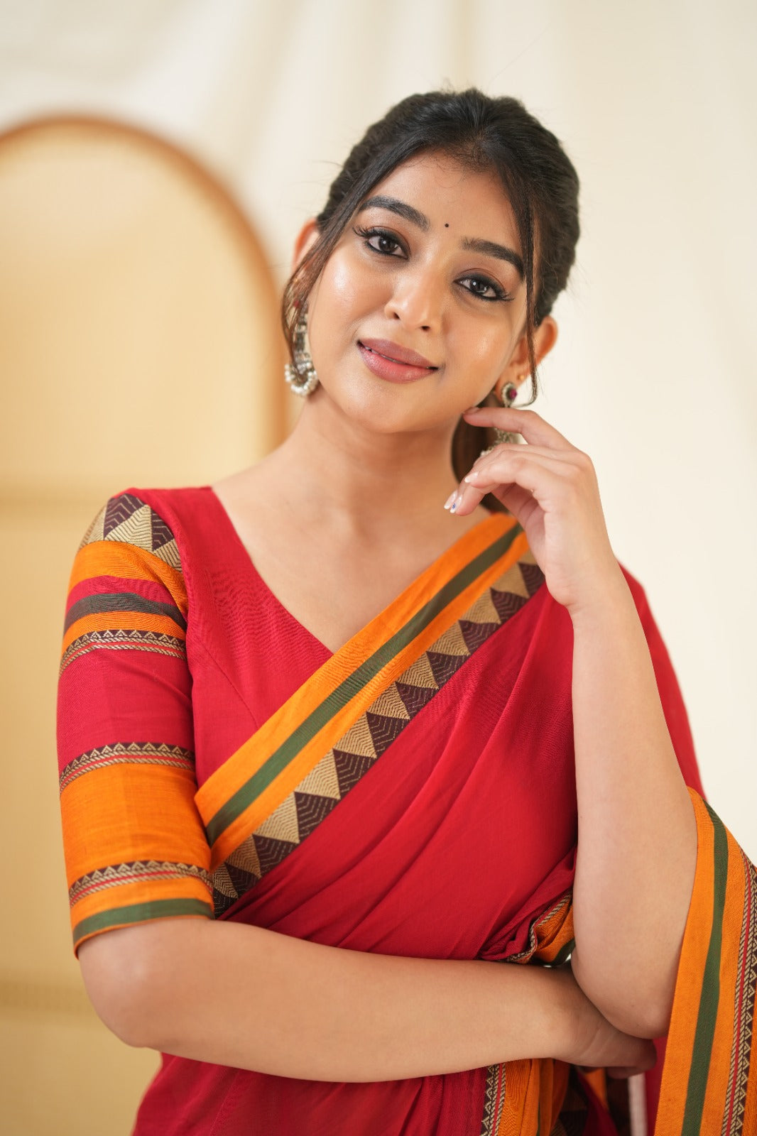 Red Color Narayanpet Cotton Saree