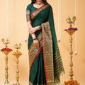 Dark Green  Narayanpet Cotton Saree