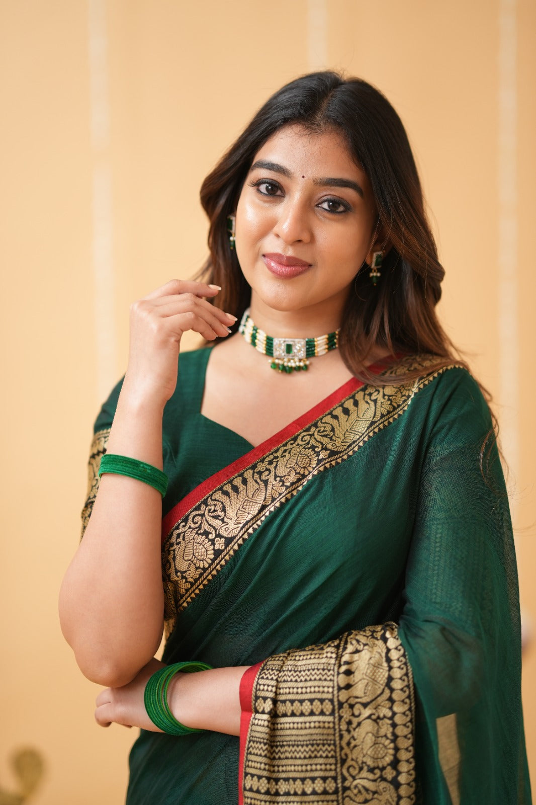 Dark Green  Narayanpet Cotton Saree