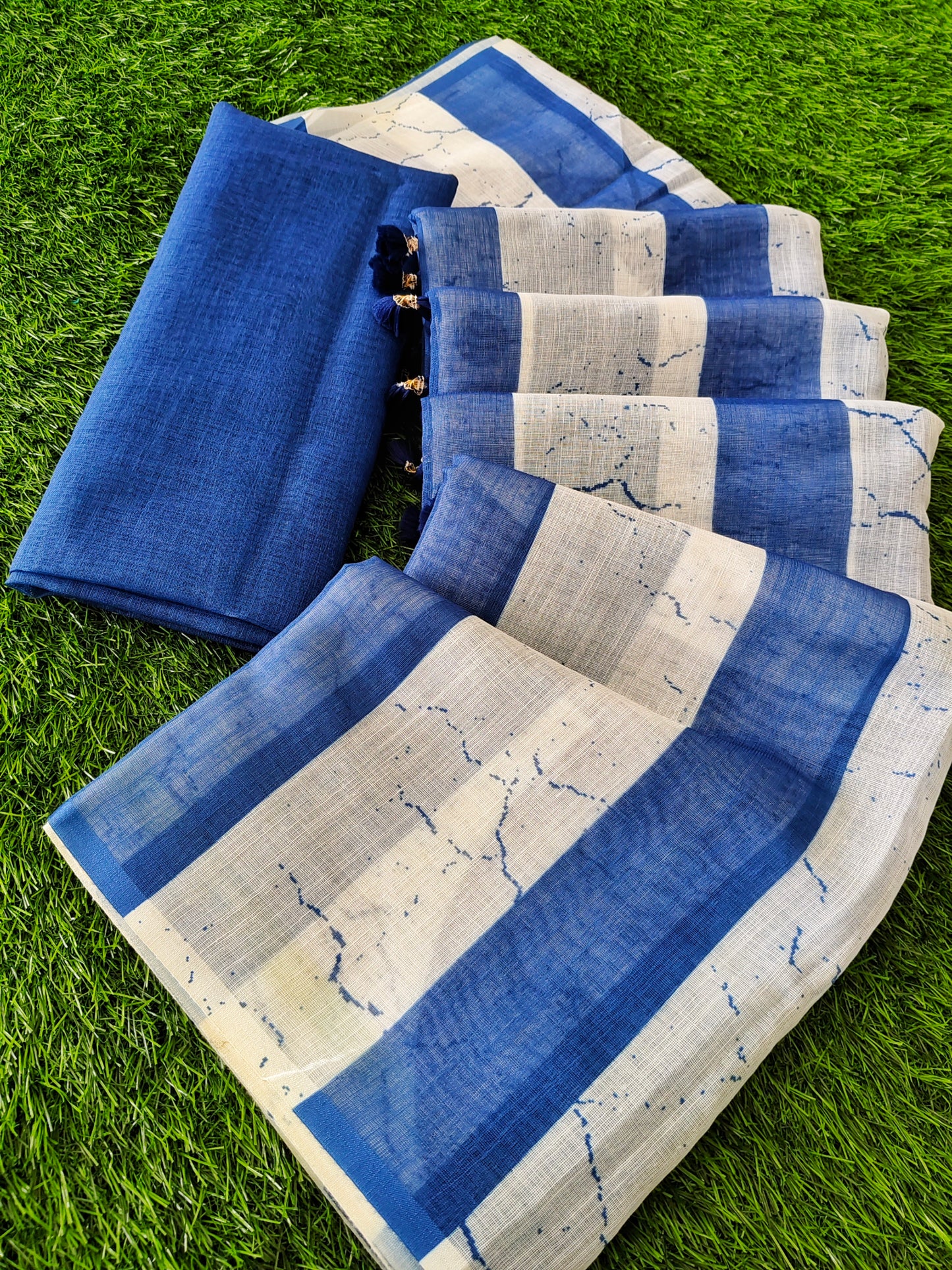 Blue Linen Cotton Traditional Saree