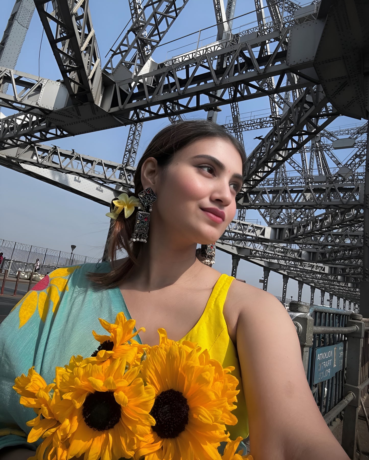 Sunflower Bloom Linen Cotton Saree