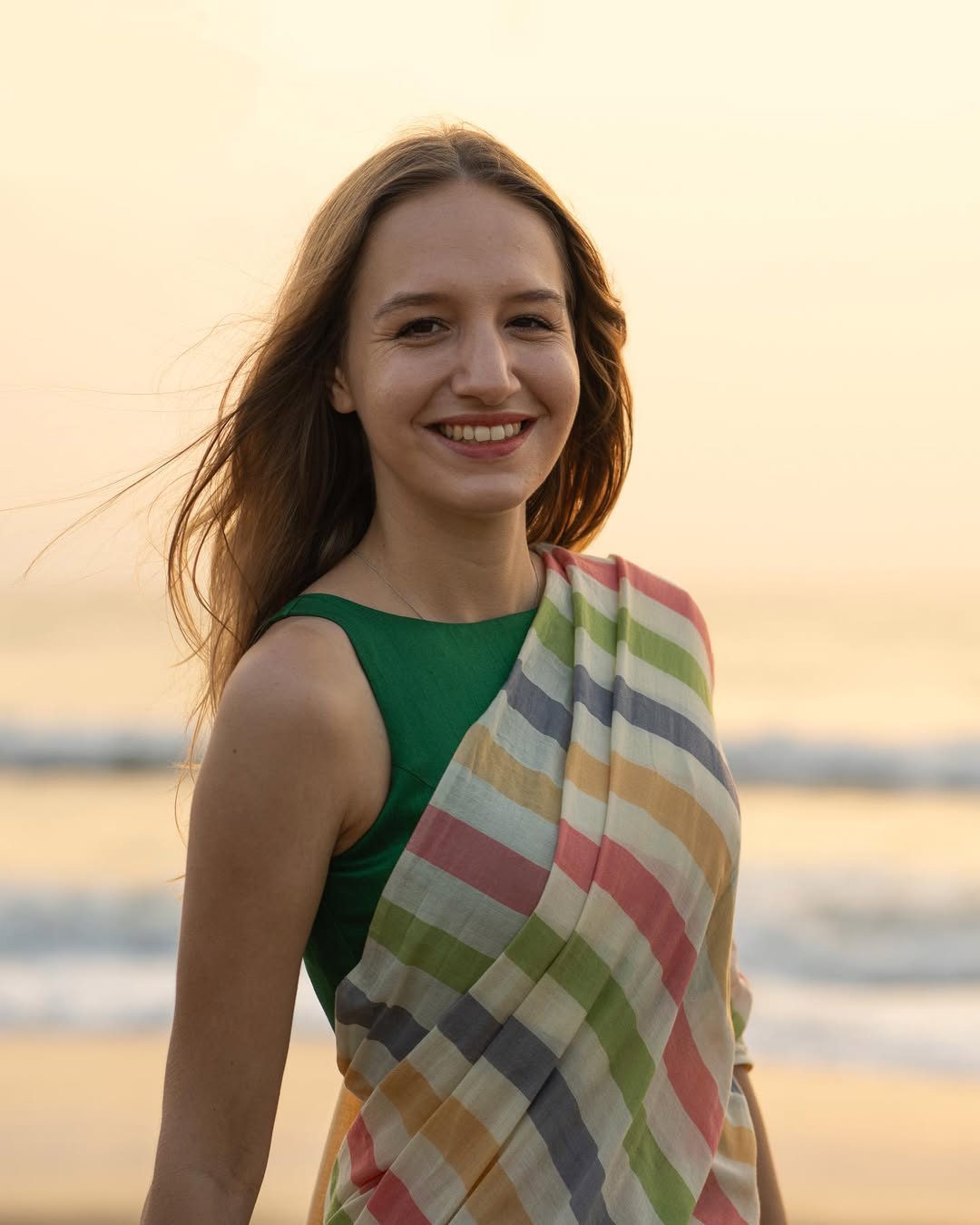 Striped Linen Printed Saree