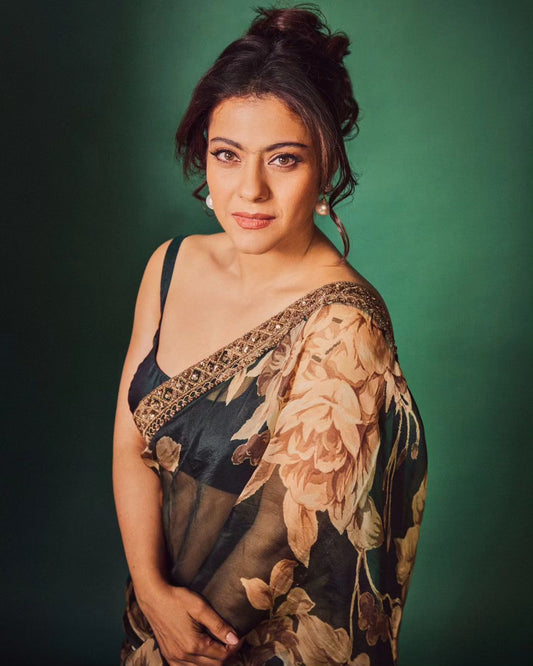 Floral Print Orgenza Cotton WIth Heavy lace Broder Saree