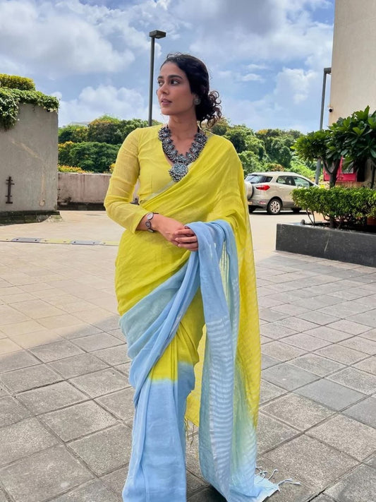 Premum Look Soft Linen Cotton Floral Print Saree