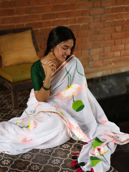 Premium Design LInen Cotton Saree
