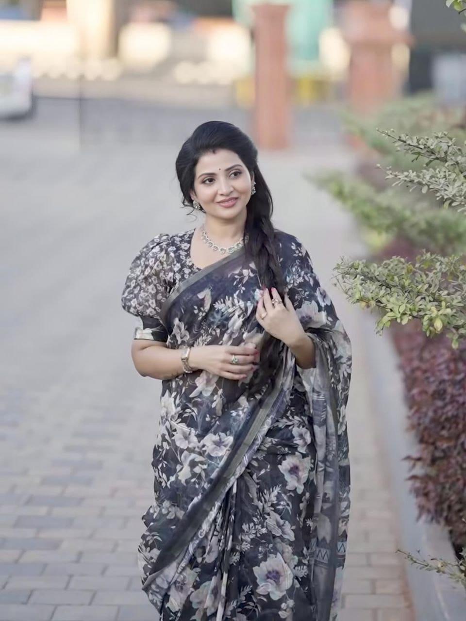 Soft Linen Cotton Saree