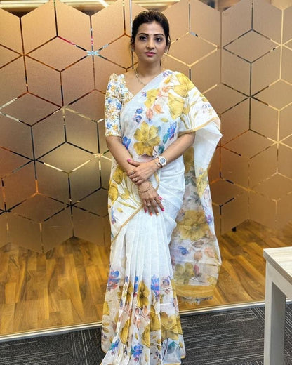 Cotton Soft Floral Print Saree