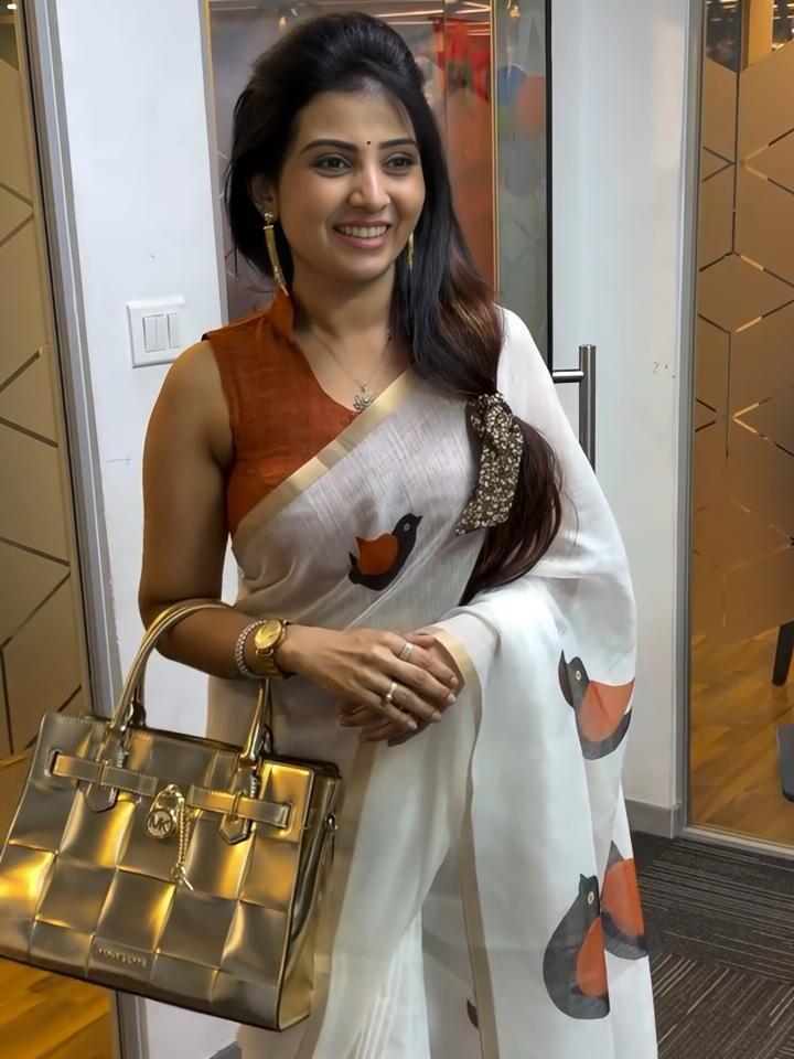 Golden Broder Linen Cotton Saree