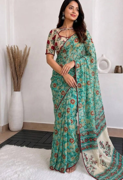 Mul Cotton Floral Print Saree