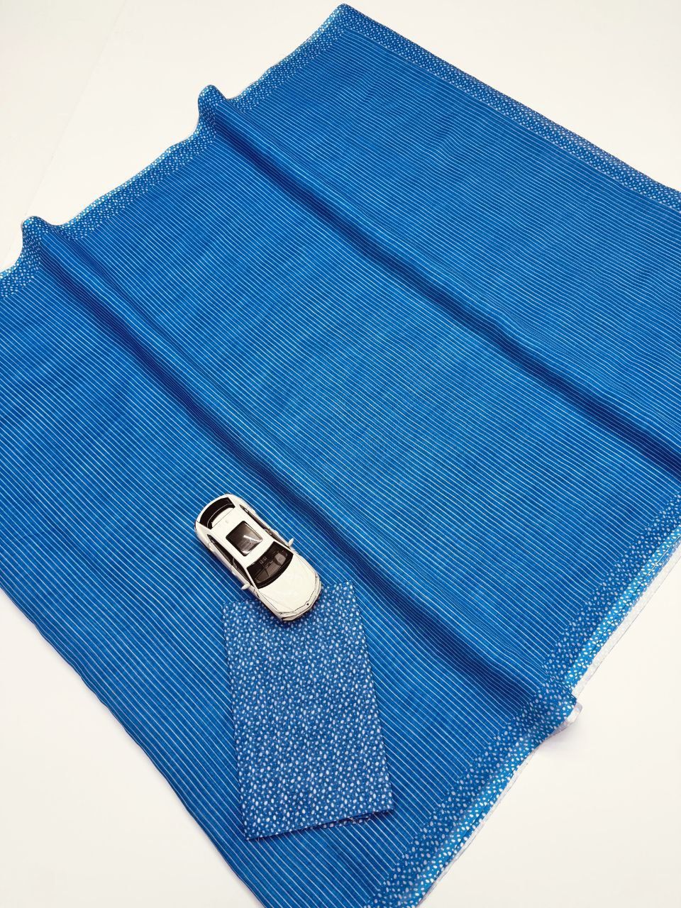 Neavy Blue Cotton Linen Striped Saree For Women