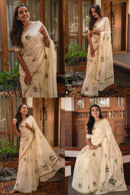 Premum Look Soft Linen Cotton Floral Print Saree