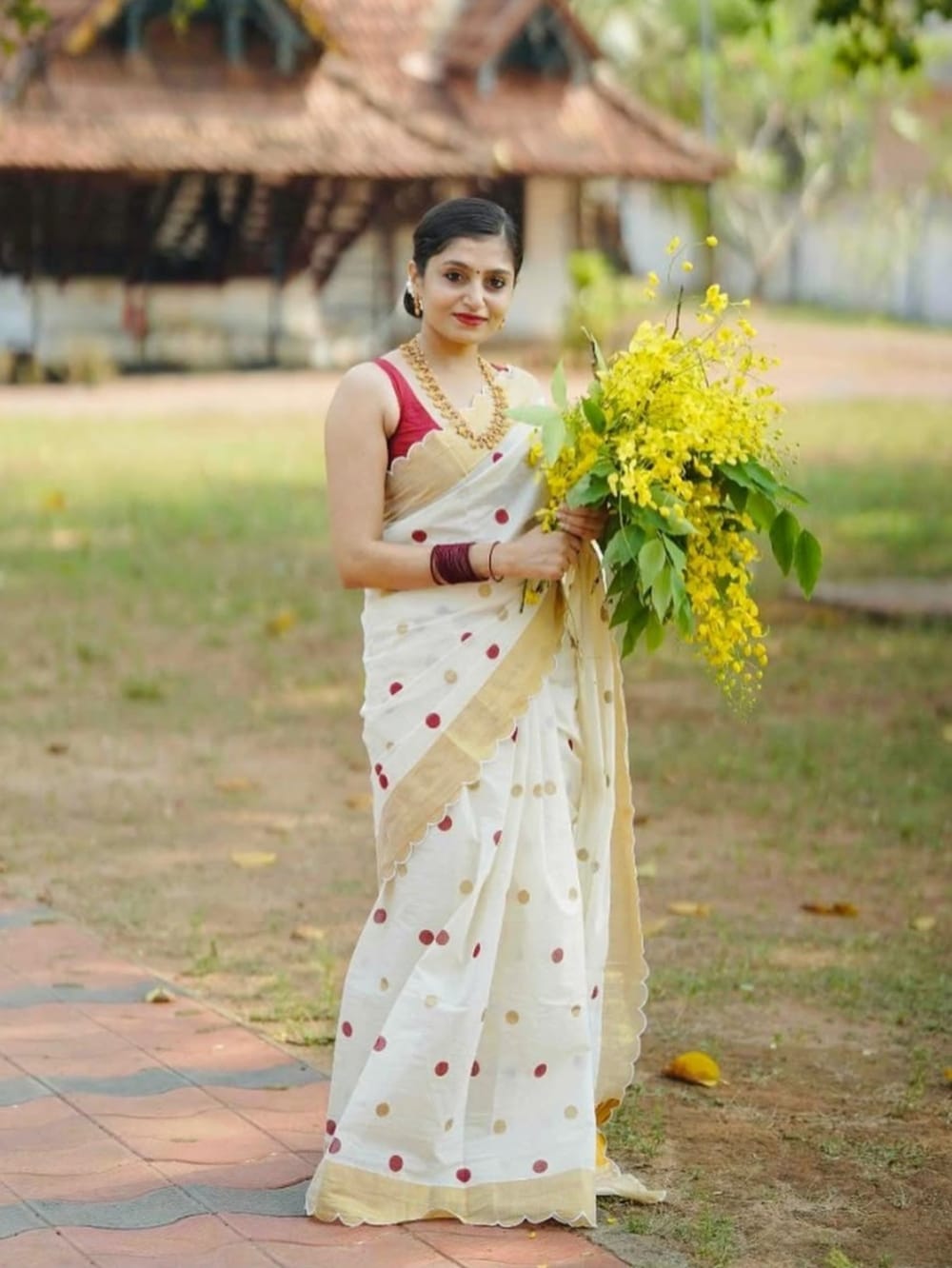 Gold Big Jari Broder Linen Cotton Saree