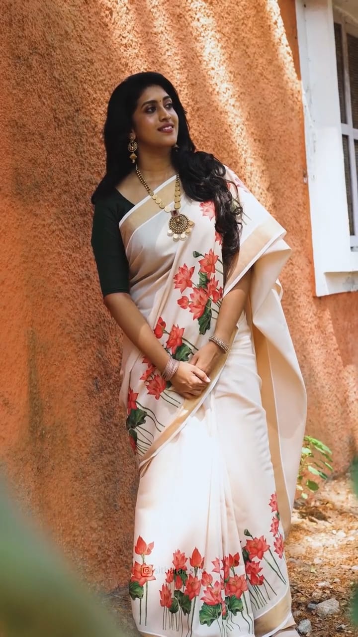 Gold Broder Linen Cotton Saree