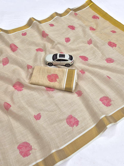 Premium Design LInen Cotton Saree