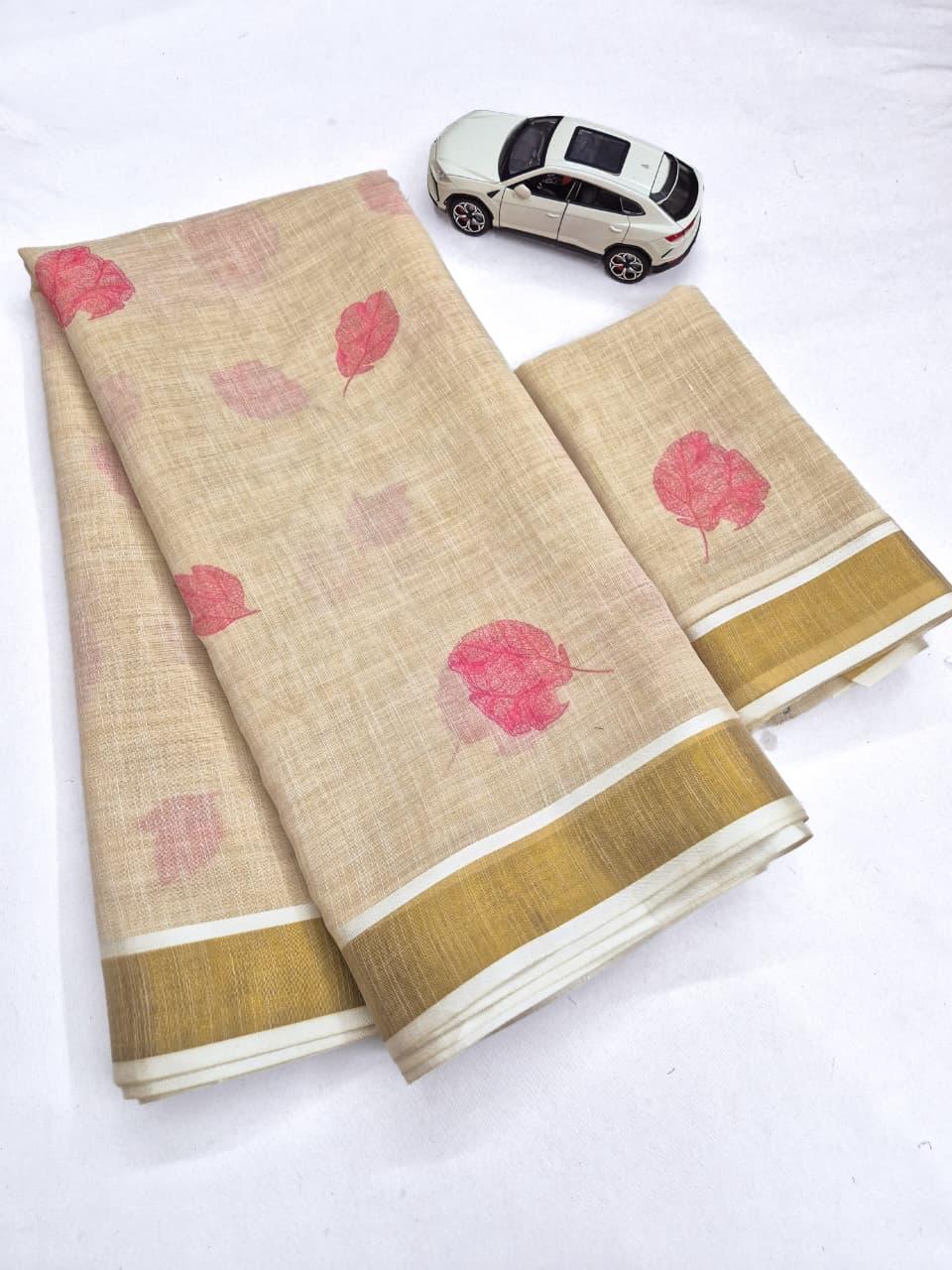 Premium Design LInen Cotton Saree