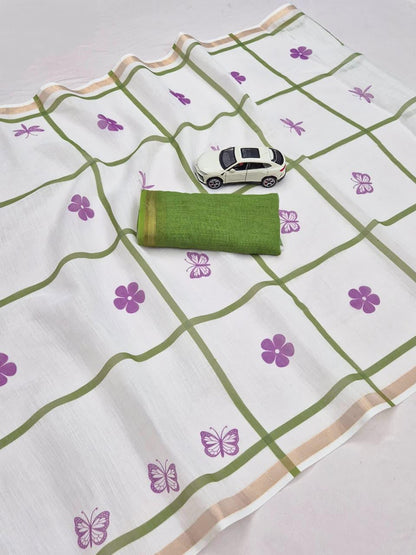 Premium Design LInen Cotton Saree