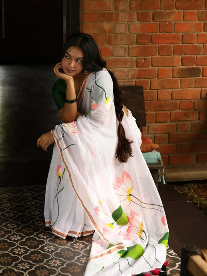 Premium Design LInen Cotton Saree