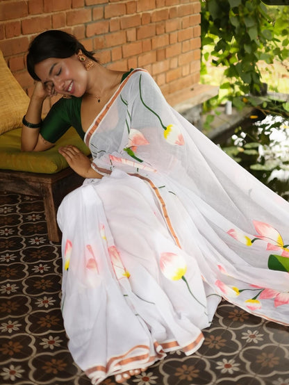 Premium Design LInen Cotton Saree