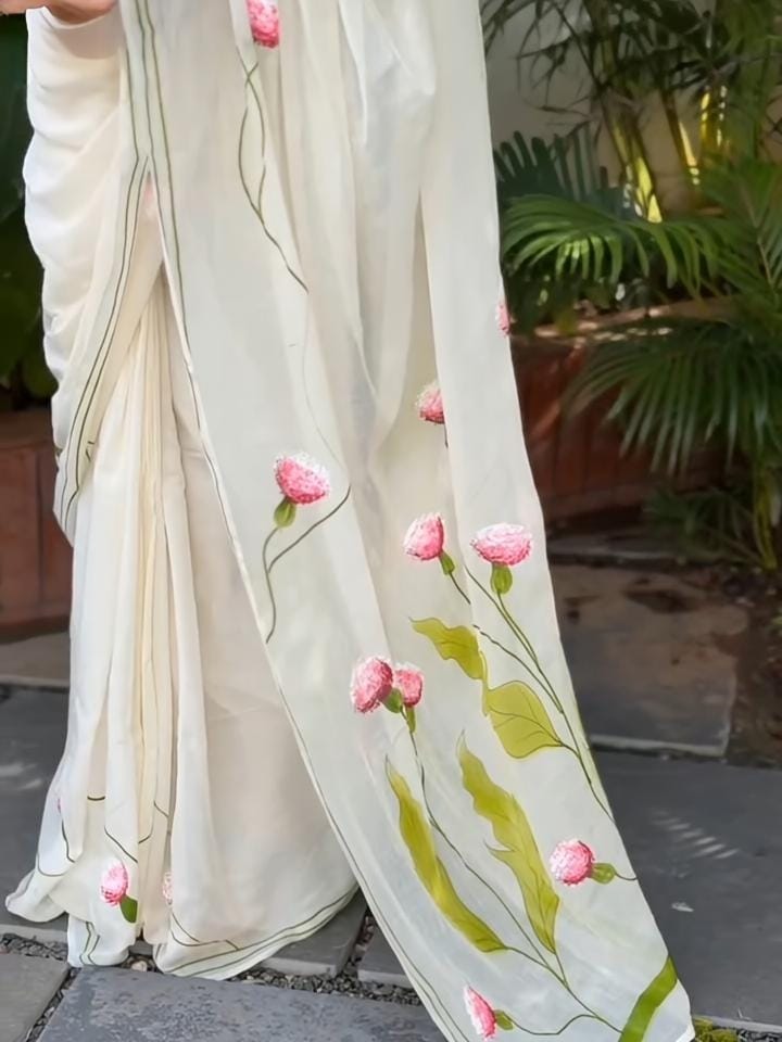 Soft Linen cotton Saree With Design Pallu