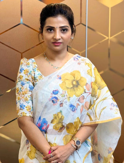 Cotton Soft Floral Print Saree