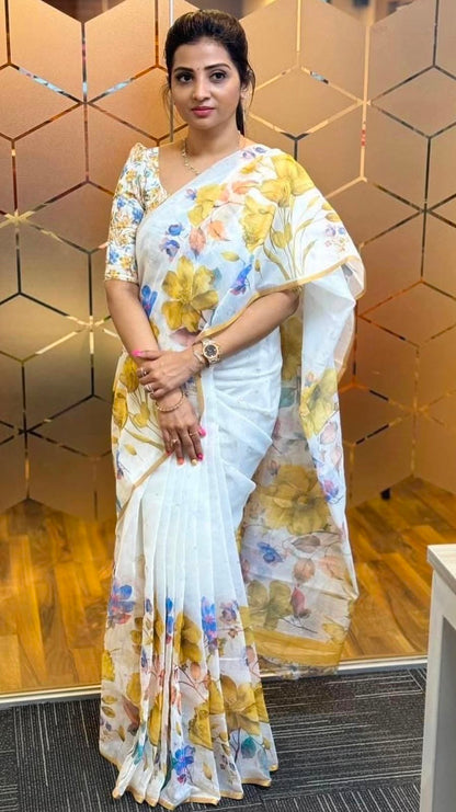 Cotton Soft Floral Print Saree