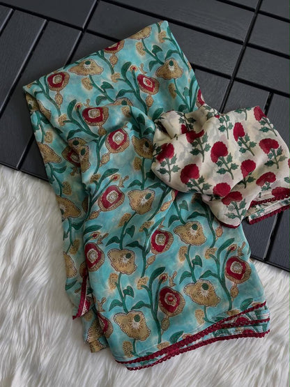 Mul Cotton Floral Print Saree