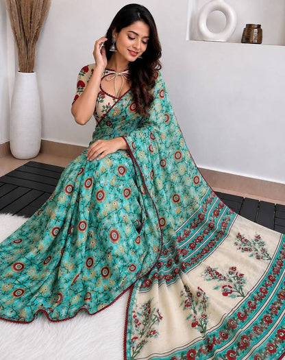 Mul Cotton Floral Print Saree