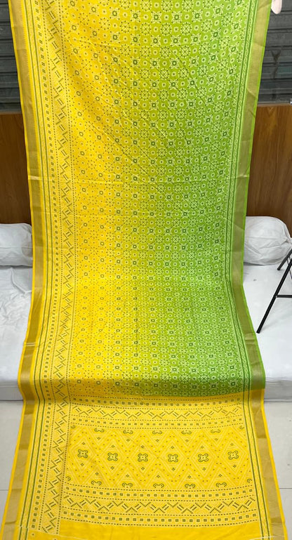 Yellow Bandhej Design Soft Saree