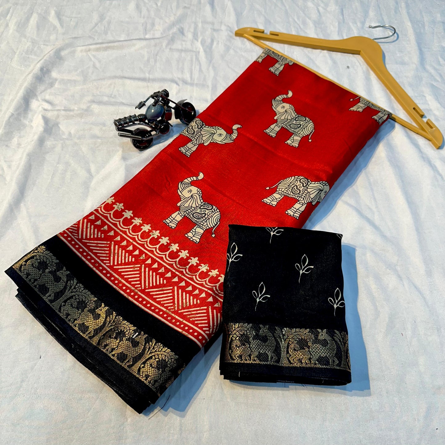 Red Ajrakh Handblock Saree | Heritage Meets Elegance