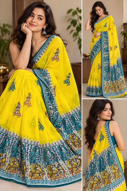 Handcrafted Kalamkari Saree – Traditional Elegance, Modern Charm