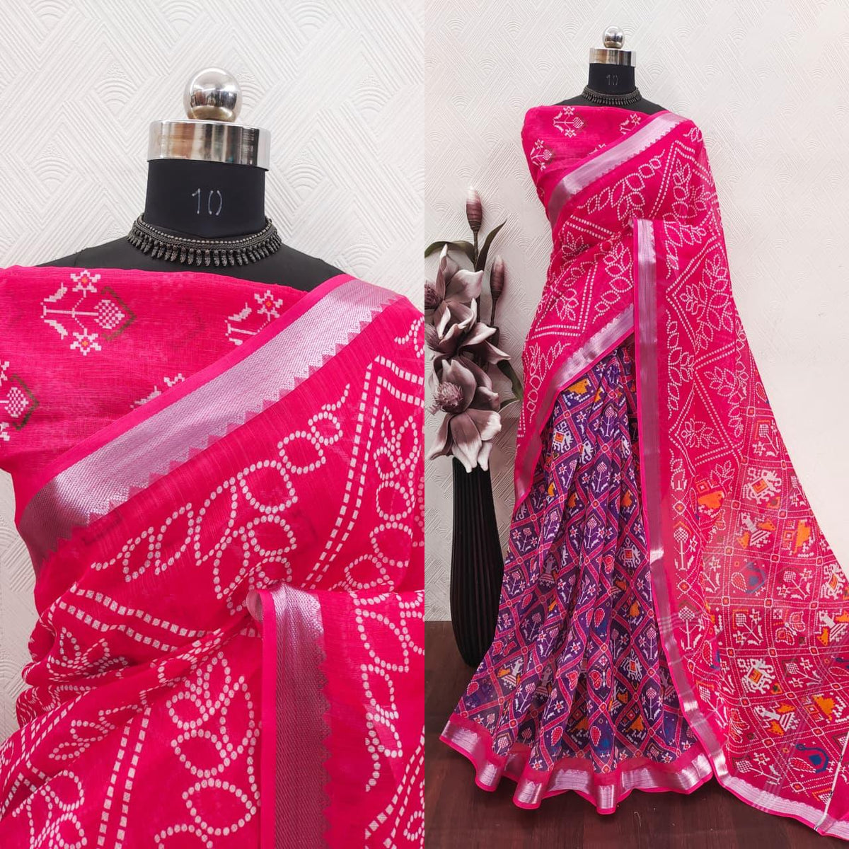 Premium Pink & Purple Designer Saree with Traditional Motifs & Zari Border