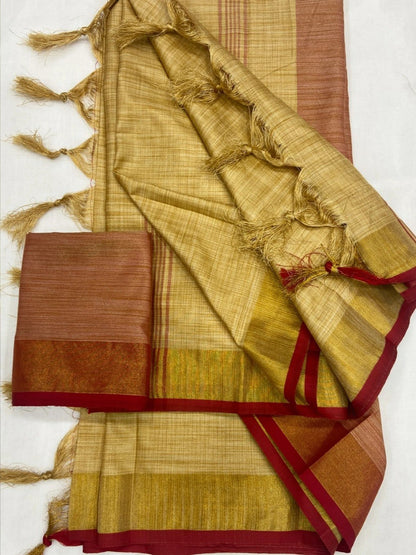 Golden Soft Pure Cotton Silk Saree