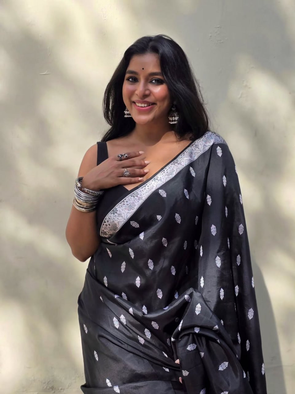 Black Banarasi Soft Silk Saree