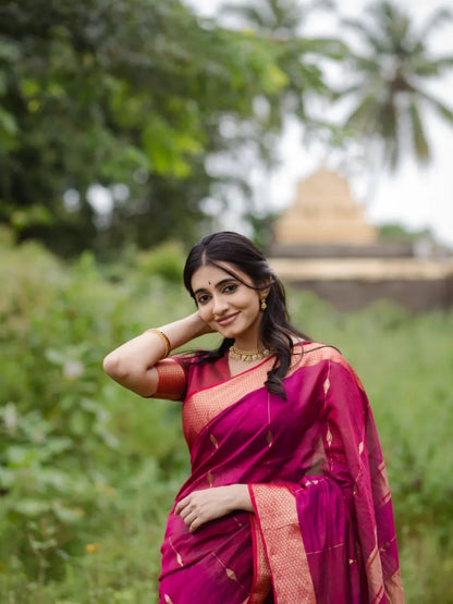 Rani Pink Soft Silk Primium Saree