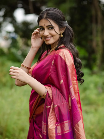 Rani Pink Soft Silk Primium Saree