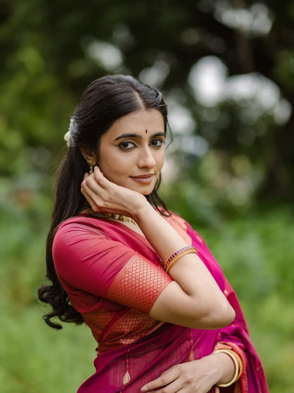 Rani Pink Soft Silk Primium Saree