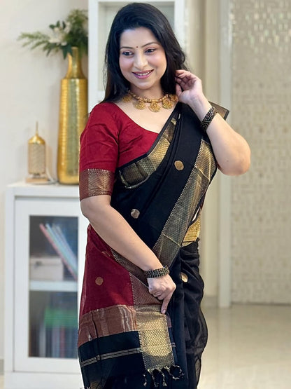 Black Color BanaRasi Soft Silk Saree