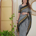 Grey  Narayanpet Cotton Saree