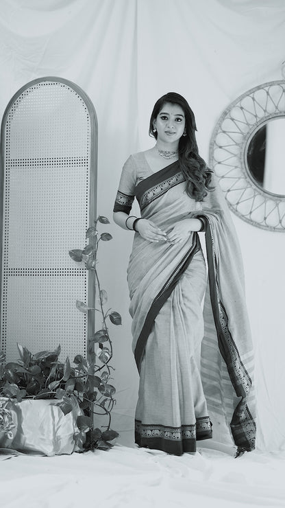 Pink Handloom Narayanpet Cotton Saree