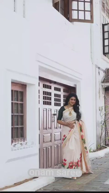 Gold Broder Linen Cotton Saree