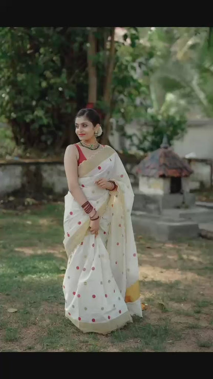 Gold Big Jari Broder Linen Cotton Saree