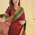 Marron  Narayanpet Cotton Saree