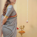 Grey  Narayanpet Cotton Saree