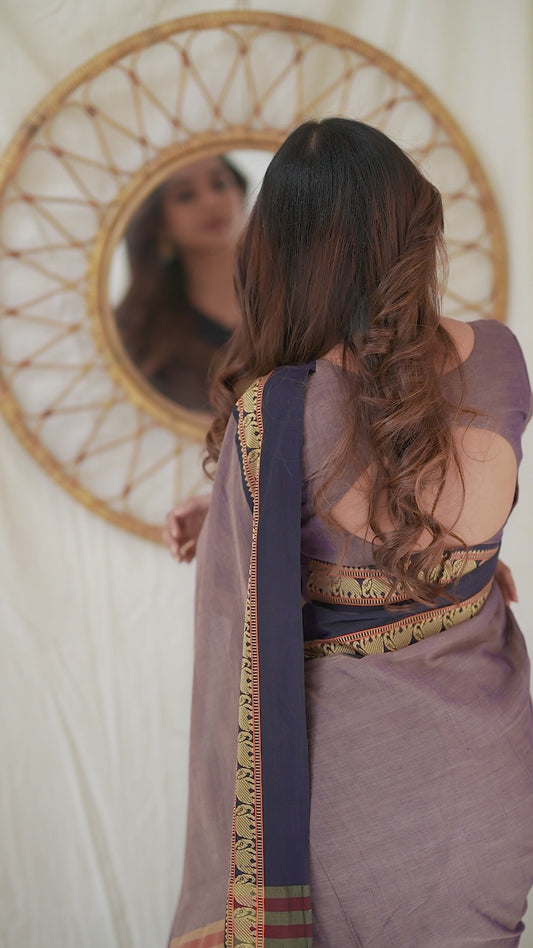 Lavender Handloom  Narayanpet Cotton Saree