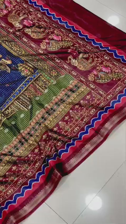 Royal Green & Maroon Traditional Printed Saree | Elegant Ethnic Wear