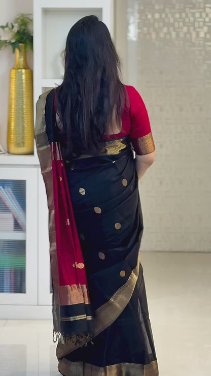 Black Color BanaRasi Soft Silk Saree