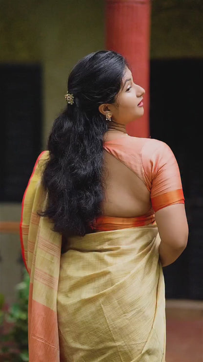 Golden Soft Pure Cotton Silk Saree