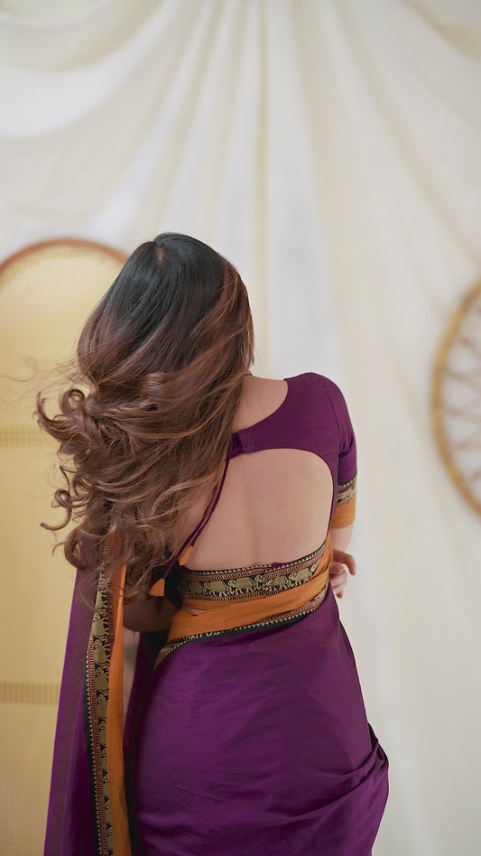 Purple Handloom Narayanpet Cotton Saree