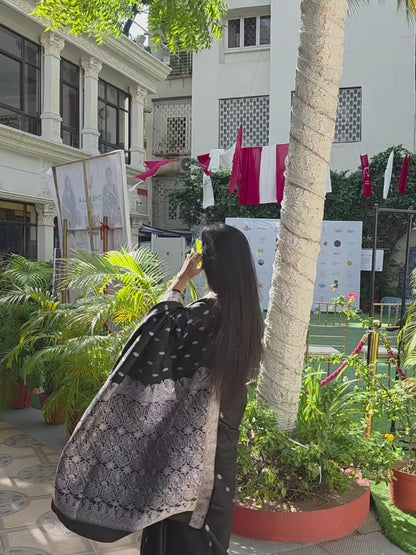 Black Banarasi Soft Silk Saree